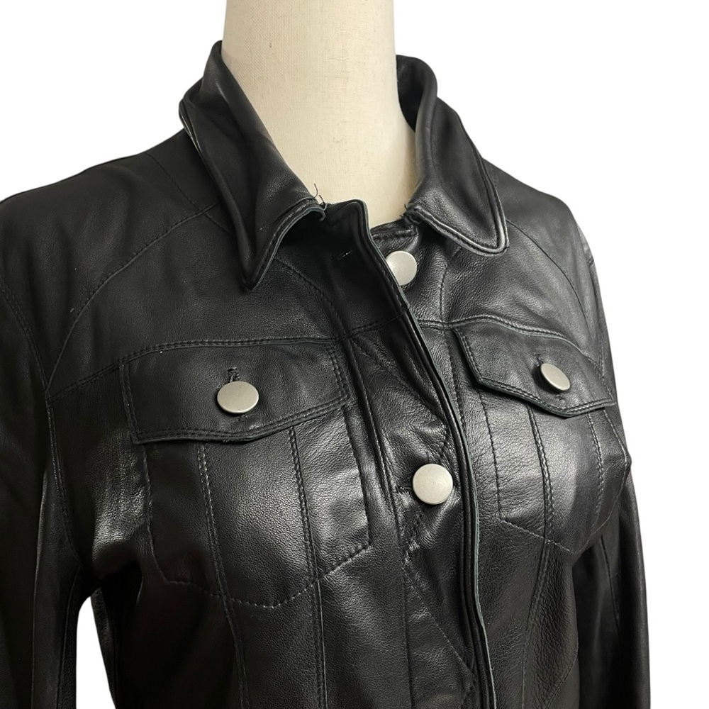 Jakett Alexa Washed Leather Jacket Black Shimmer Size Small - Picture 10 of 16
